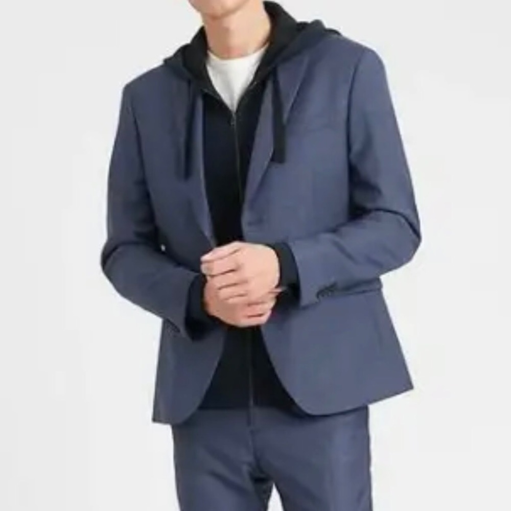 Banana Republic Slim Fit Italian Suit Jacket Size 44R Comet Blue